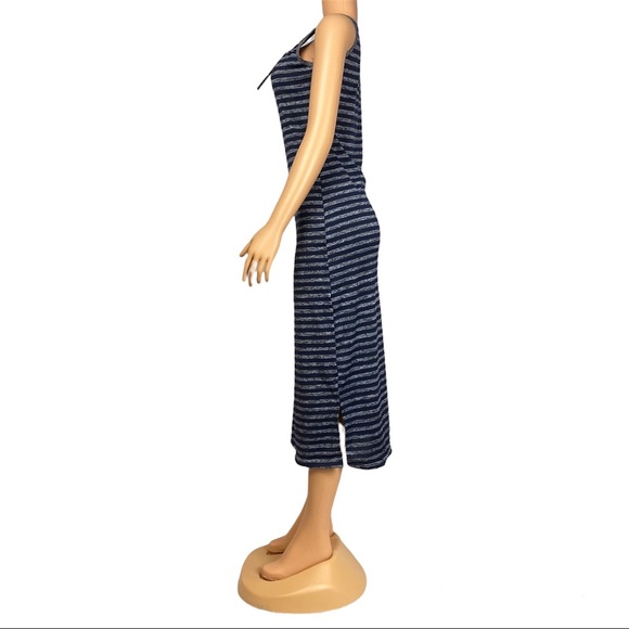 Women's Summer Sleeveless Striped Casual Navy blue Long Dress - Picture 5 of 6